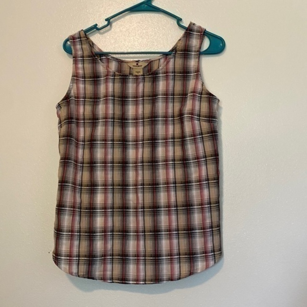 WOOLRICH melon multi color plaid sleeveless tank top shirt small